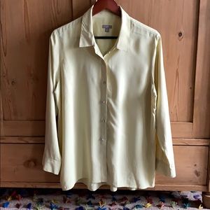 J Jill chartreuse silk blouse
